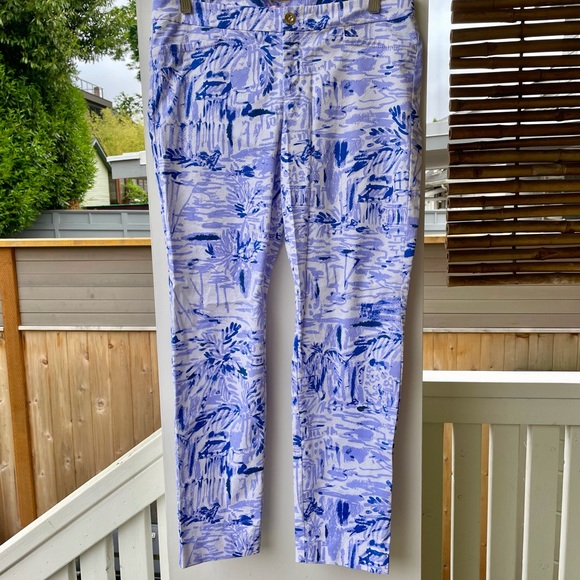 Lilly Pulitzer “Kelly” Slim Pants, EUC, Sz 8, Lavender/Blue w/Texture Stitching - Picture 3 of 14